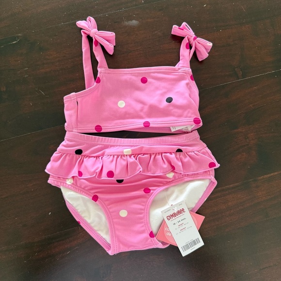 Gymboree Pink and Red Polka Dot Swimsuit - Picture 2 of 6